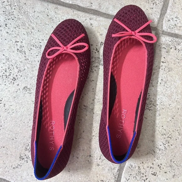 Rothy's The Ballet Flat Bow Berry Mesh Size 8 NWOB - Picture 3 of 8